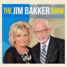 Jim and Lori Bakker smiling in a promotional graphic for The Jim Bakker Show.
